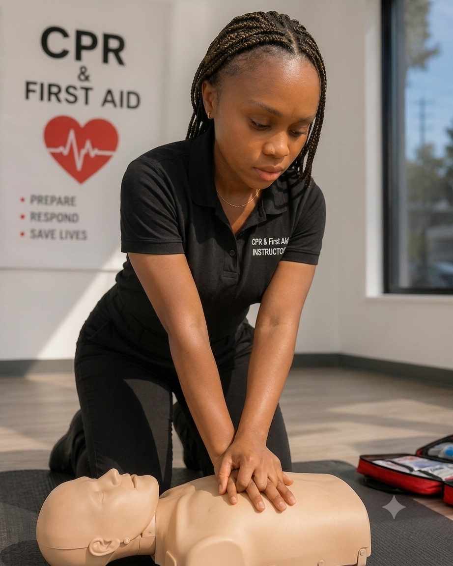 Founder demonstrating chest compressions